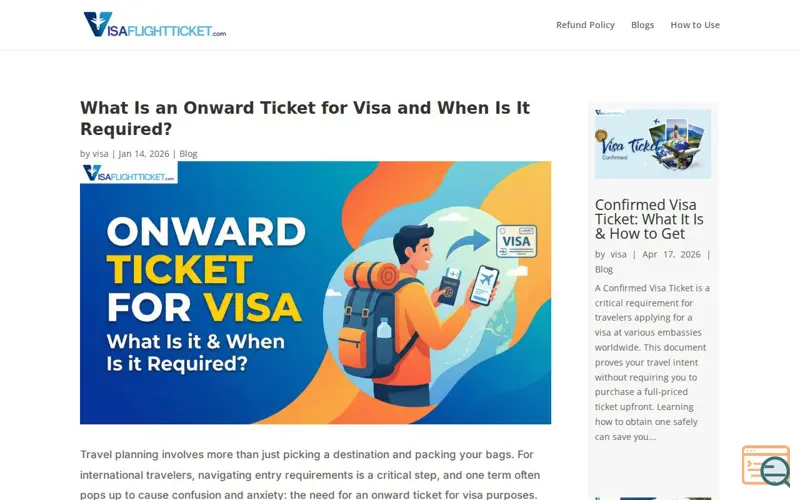 Screenshot of What Is an Onward Ticket for Visa?