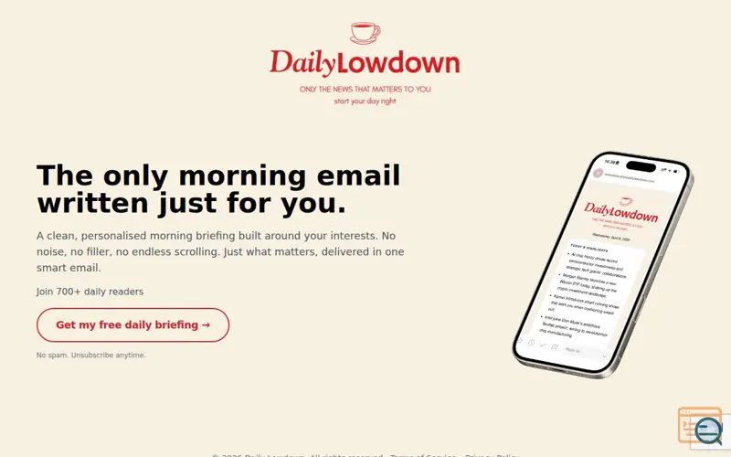 Screenshot of Daily Lowdown