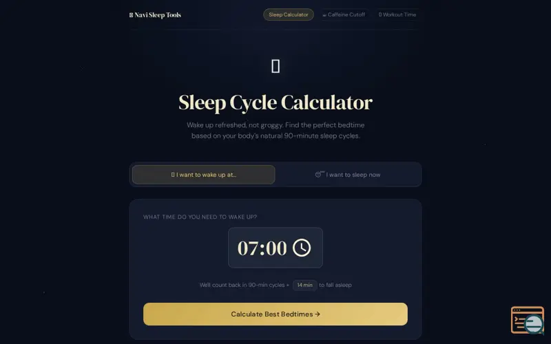 Screenshot of Sleep Cycle Calculator