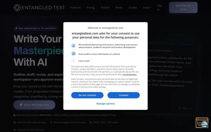 Screenshot of Entangled Text, a launch using jQuery UI