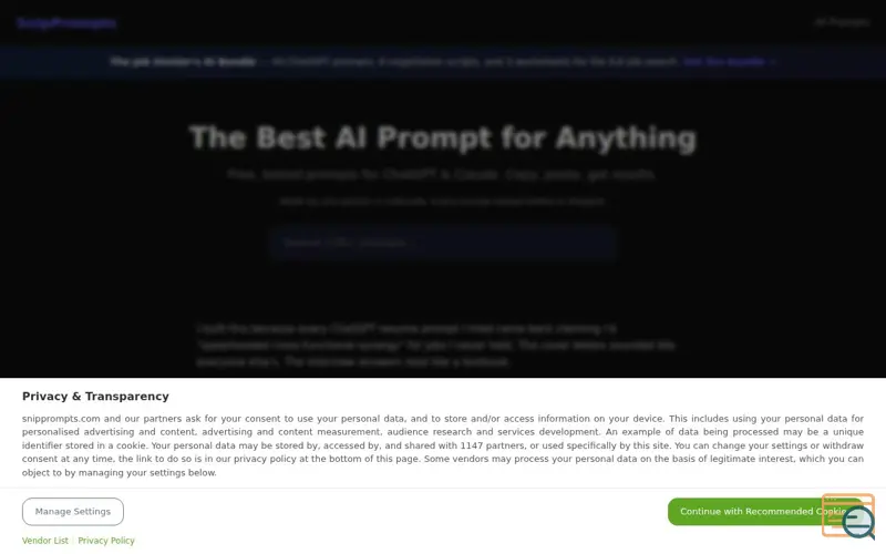 Screenshot of SnipPrompts