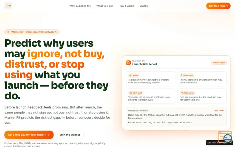 Screenshot of Market Fit
