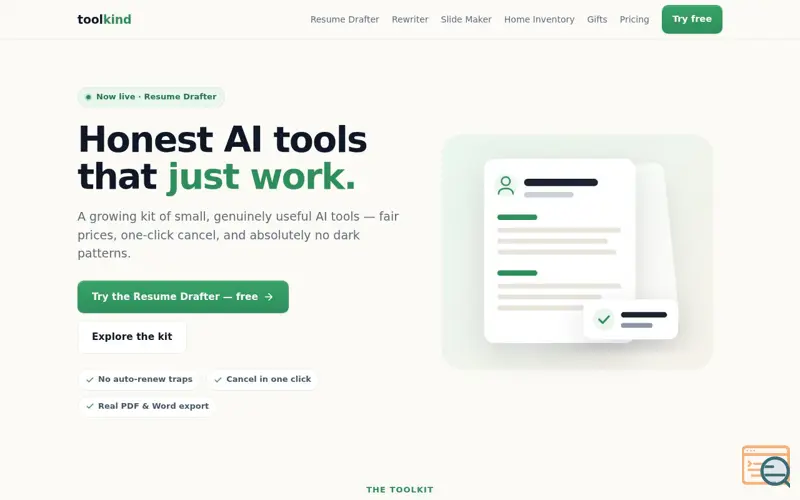 Screenshot of Toolkind