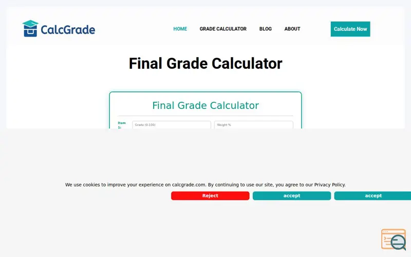 Screenshot of CalcGrade