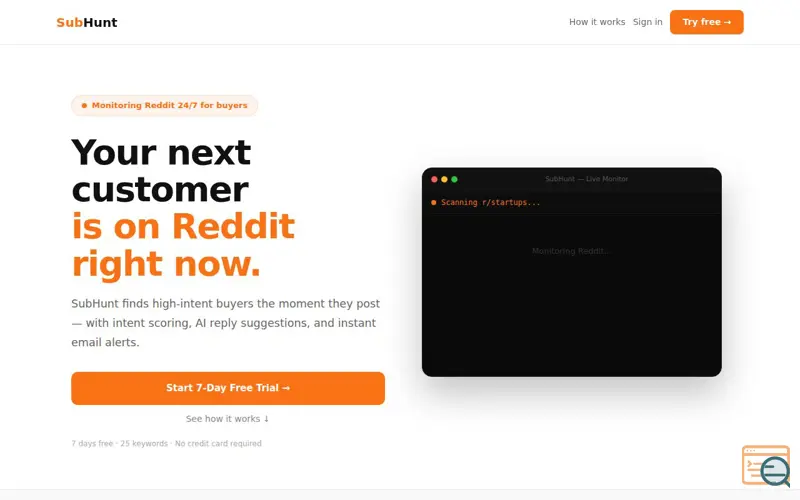 Screenshot of SubHunt