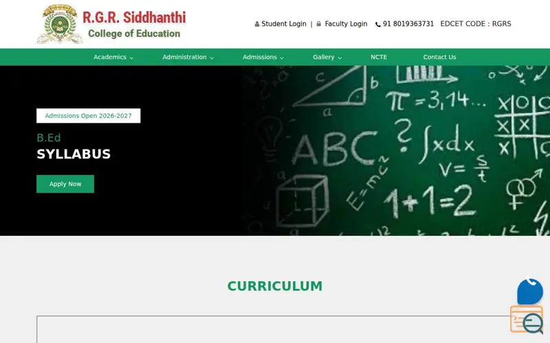 Screenshot of NCTE Approved B.Ed College Hyderabad