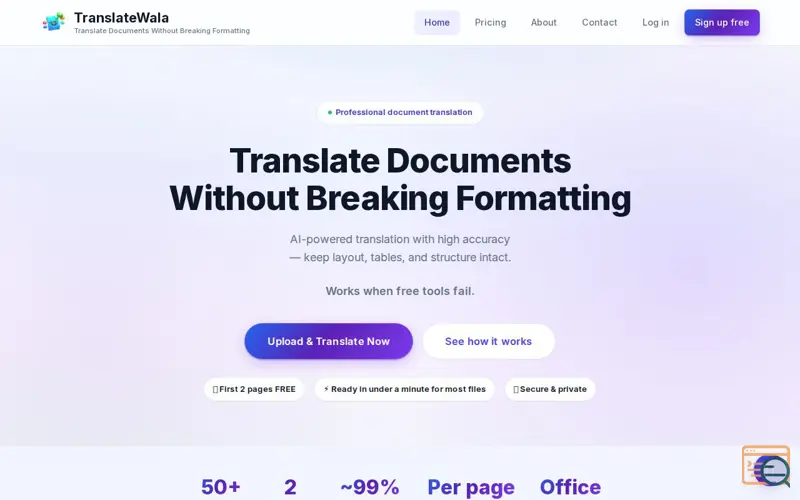 Screenshot of TranslateWala