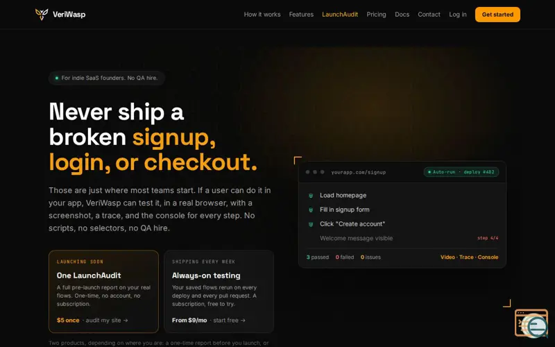 Screenshot of VeriWasp, a launch using KittyLaunch
