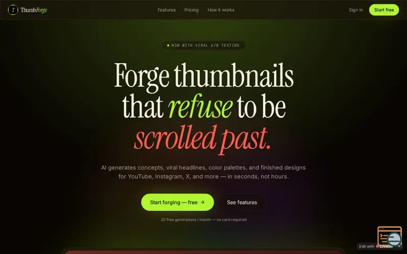 Screenshot of Ai thumbnail generator