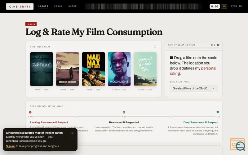 Screenshot of CineBrats