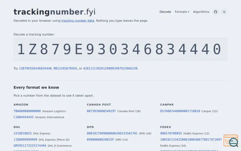Screenshot of Trackingnumber
