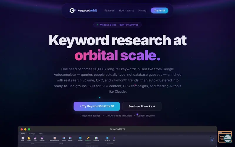 Screenshot of KeywordOrbit