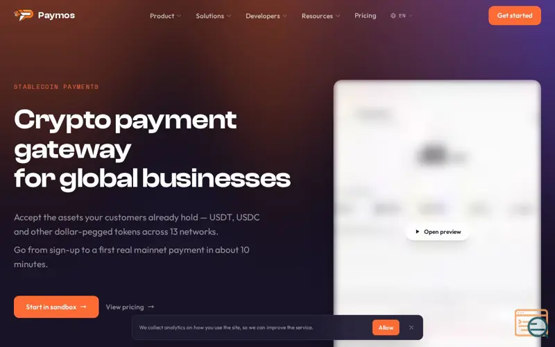 Screenshot of Paymos