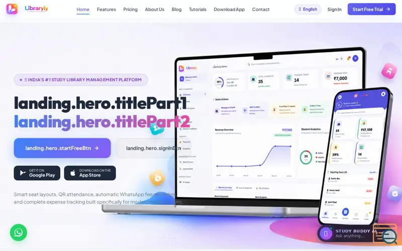 Screenshot of Libraryly | India's #1 AI-Powered Library SaaS & Study Hall Software