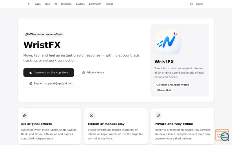 Screenshot of WristFX