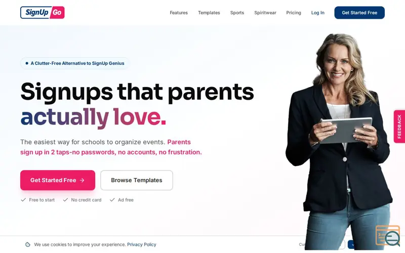 Screenshot of SignUpGo, a launch using HostedEmail
