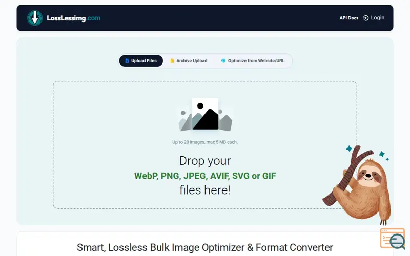 Screenshot of LossLessimg.com