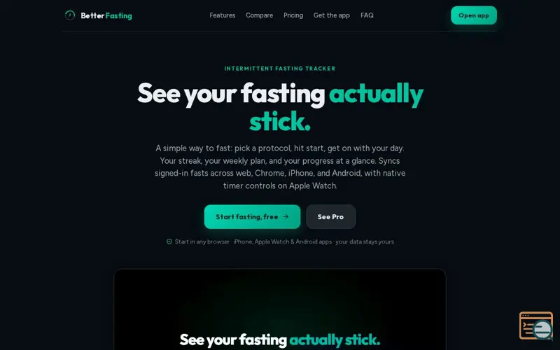 Screenshot of BetterFasting — intermittent fasting tracker