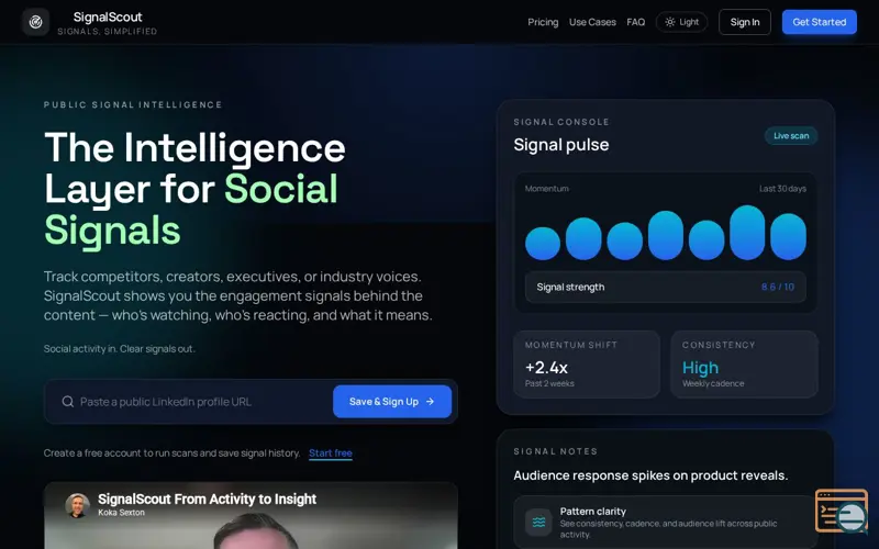 Screenshot of SignalScout 