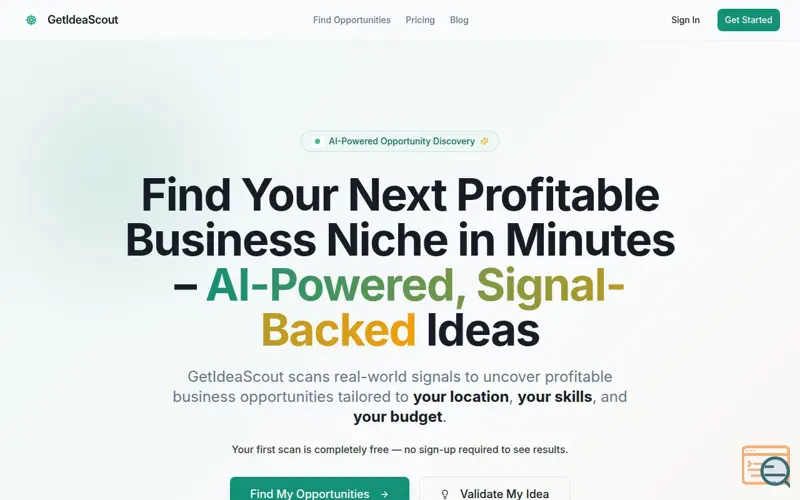 Screenshot of GetIdeaScout