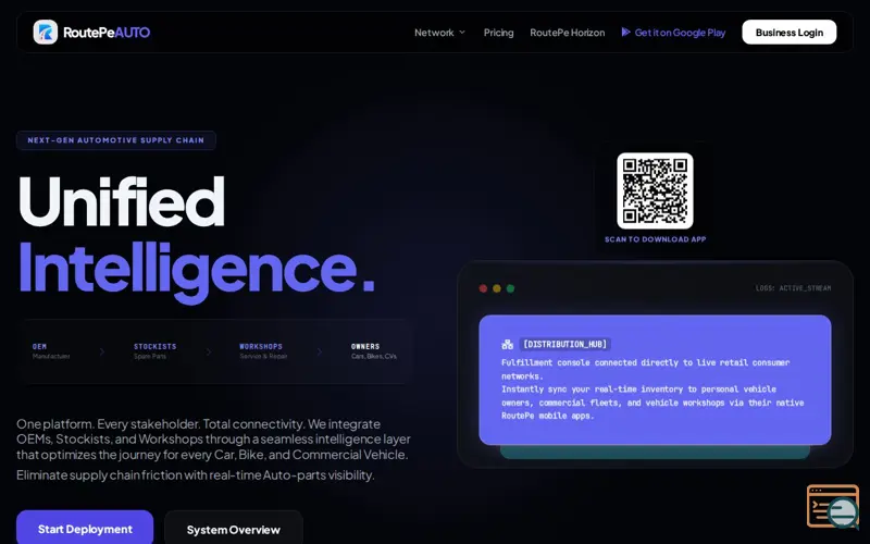 Screenshot of RoutePe Auto