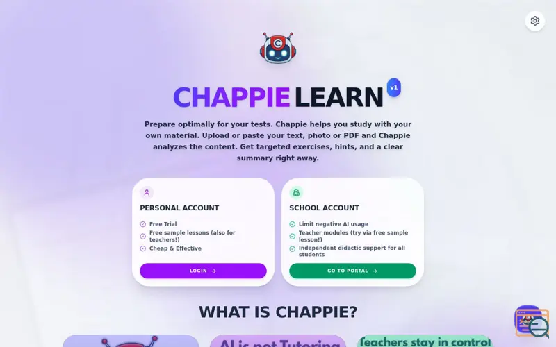 Screenshot of Chappie Learn