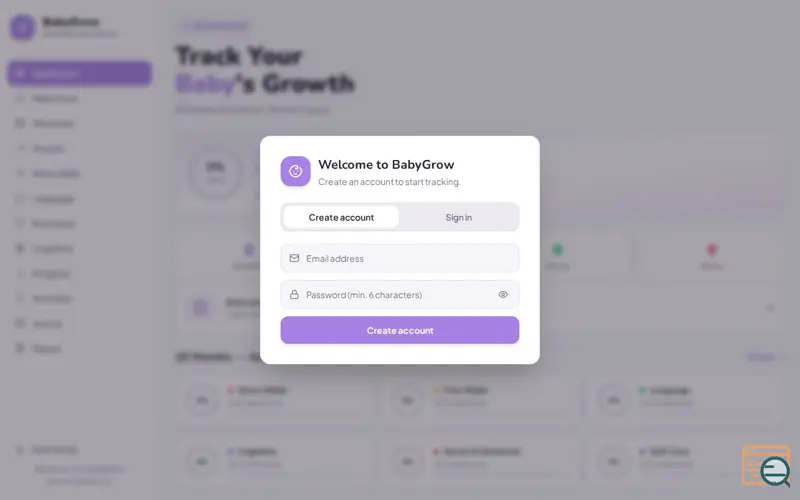 Screenshot of BabyGrow