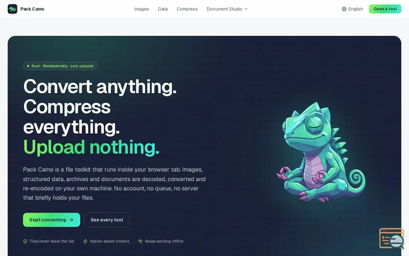 Screenshot of Pack Camo — Convert & Compress Files in Your Browser