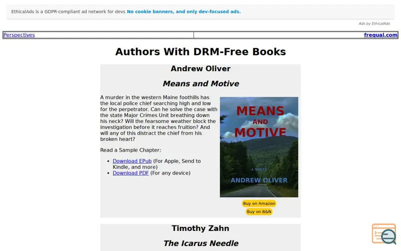 Screenshot of DRM-Free Books