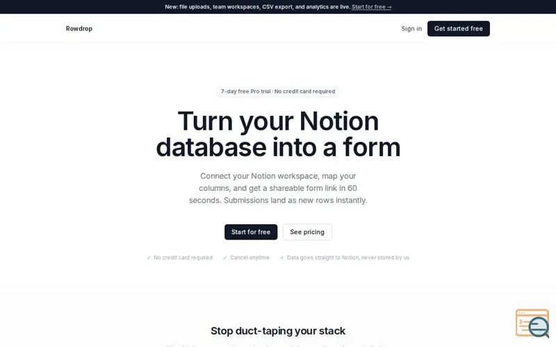 Screenshot of Rowdrop