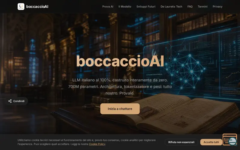 Screenshot of boccaccioAI - 100% Italian LLM