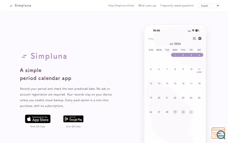 Screenshot of Simpluna