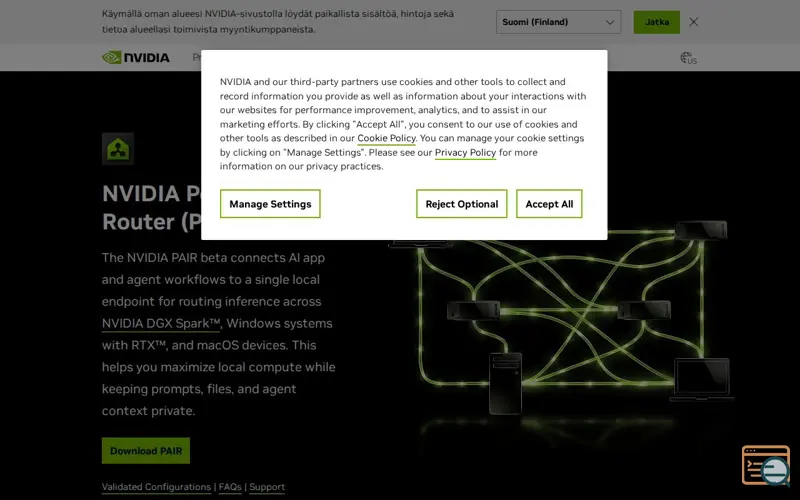 Screenshot of NVIDIA Personal AI Router, a launch using SAGE Websites