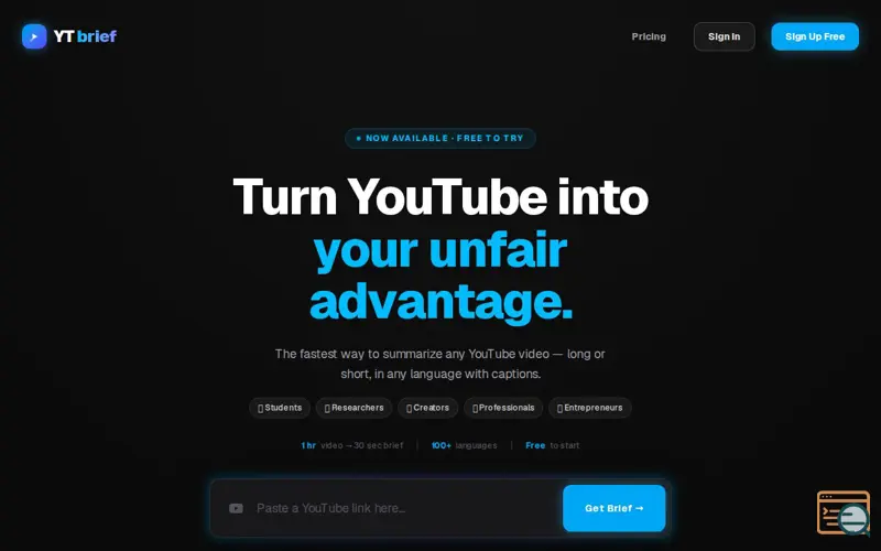 Screenshot of YT-brief, a launch using Onamae.com DNS
