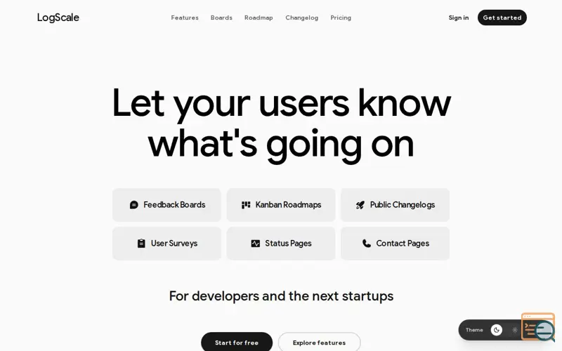 Screenshot of LogScale - Tools for the next startups
