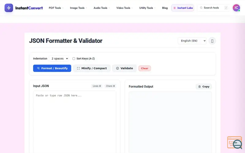 Screenshot of JSON Formatter & Validator