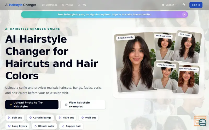 Screenshot of AI Hairstyle Changer - Try Haircuts and Hair Colors Online