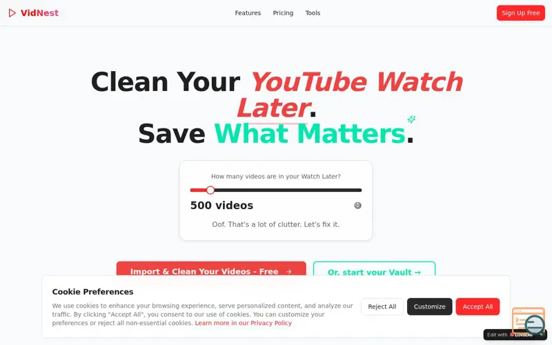 Screenshot of VidNest