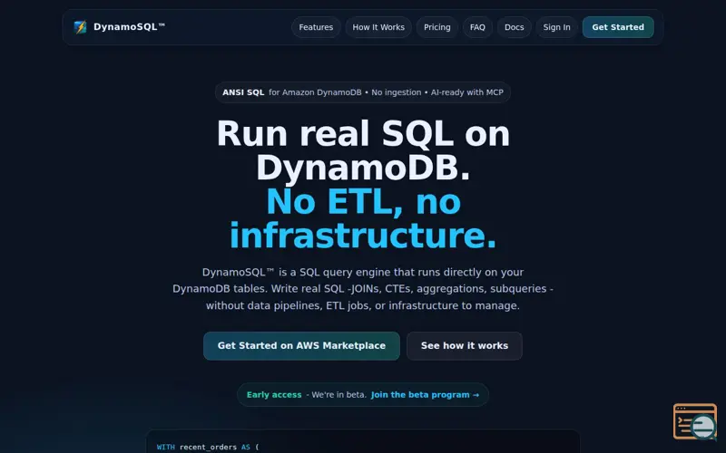 Screenshot of DynamoSQL