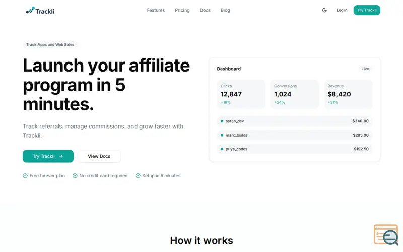 Screenshot of Trackli