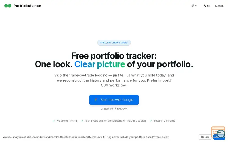 Screenshot of PortfolioGlance