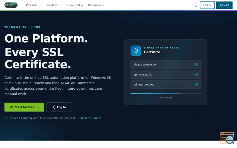 Screenshot of Certinite, a launch using Güzel Hosting