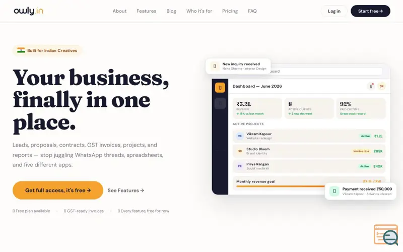 Screenshot of Owly.in