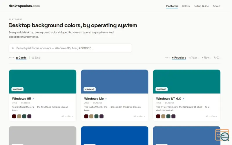 Screenshot of Desktopcolors.com