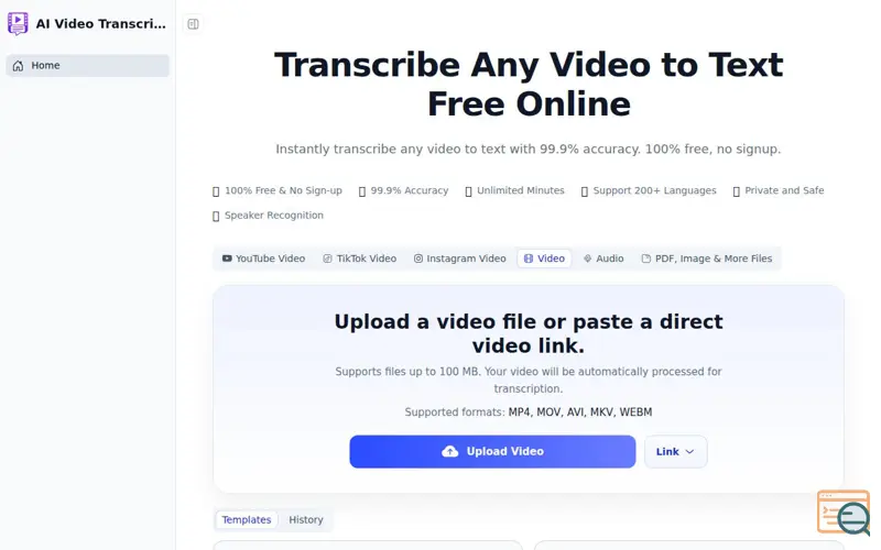Screenshot of AI Video Transcriber