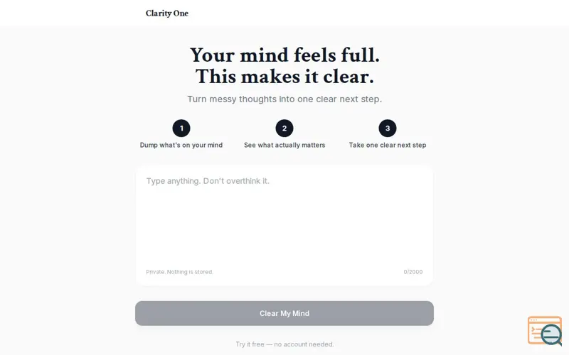 Screenshot of Clarity One, a launch using SparkLoop