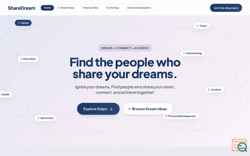 Screenshot of ShareDream