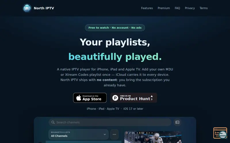 Screenshot of NorthIPTV - The Best IPTV Player. Period