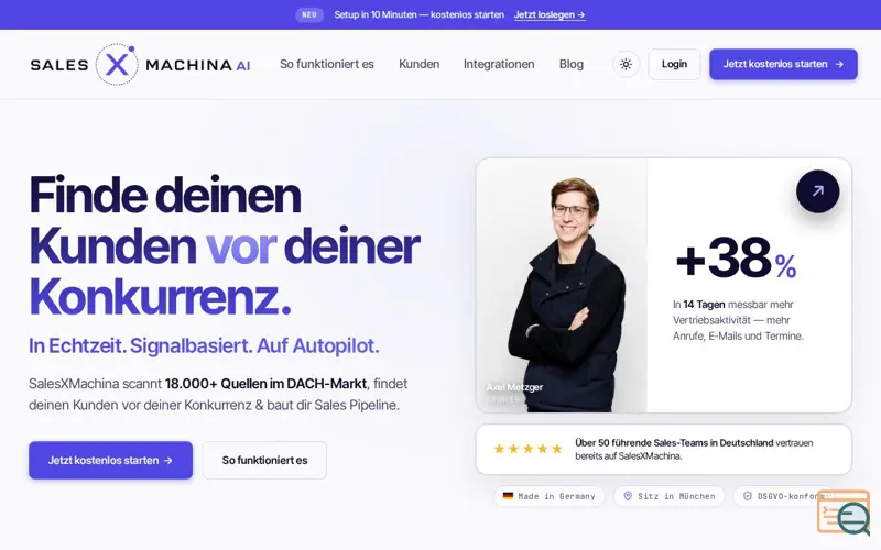 Screenshot of SalesXMachina