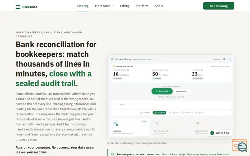 Screenshot of Greenbar Clearing